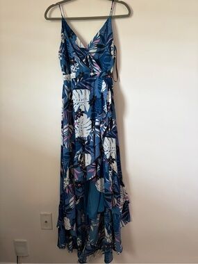 Lulus tropical strappy maxi dress high low ruffles size S Romantic